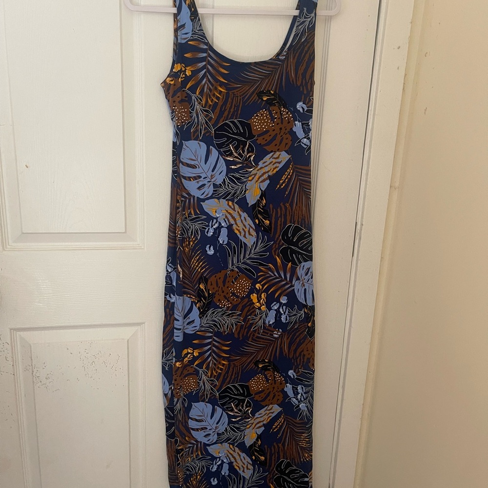 Tropical Print Sleeveless Dress